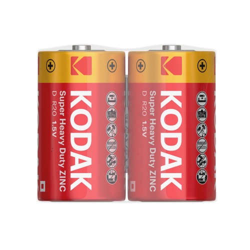 Kodak ZINC სუპერ გამძლე D ზომის ელემენტი 2 ცალი