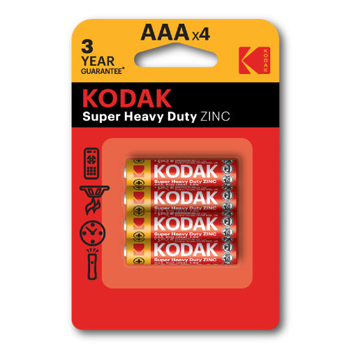 Kodak ZINC სუპერ გამძლე AAA ზომის ელემენტი - 4 ცალი 